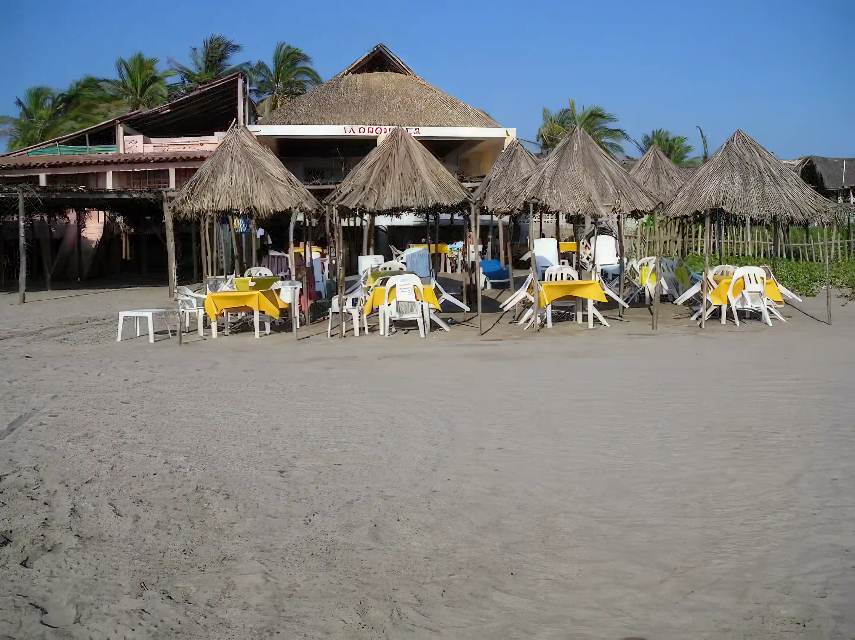 On the beach under the palapa service