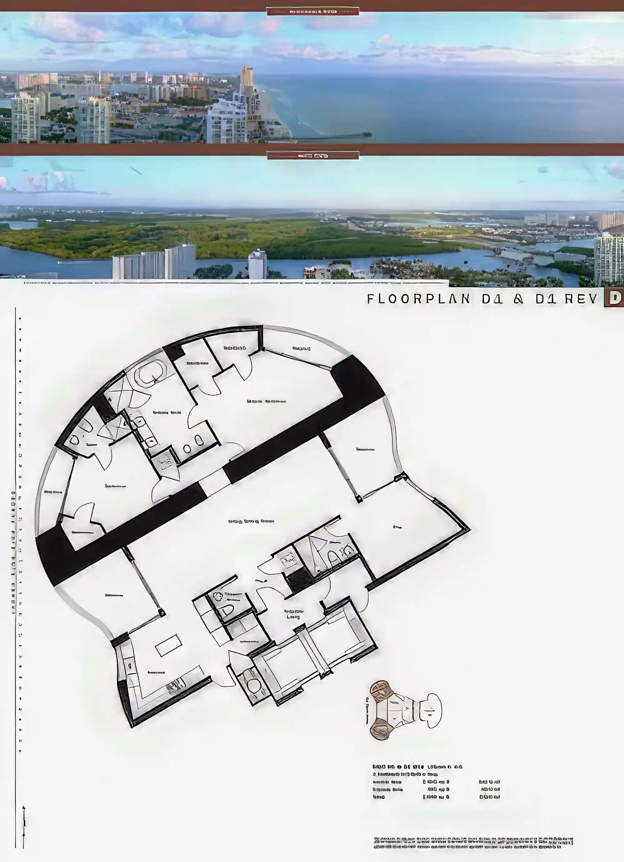 Views and Floor Plan D 2Bd + Den & 3.5Bh