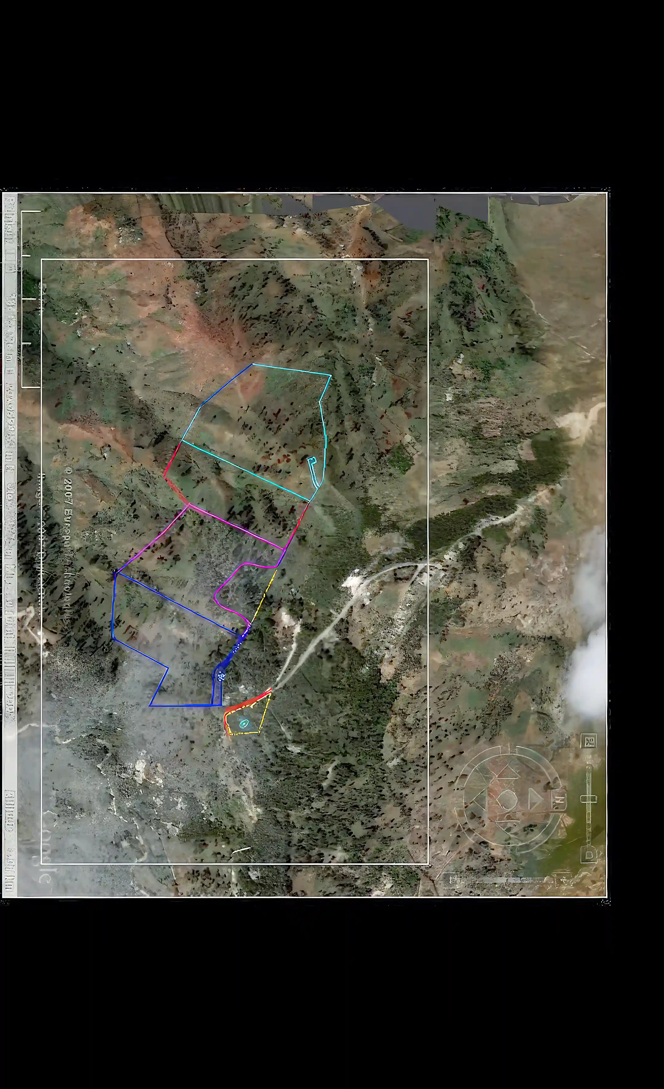 Satellite view, lot has light blue border.