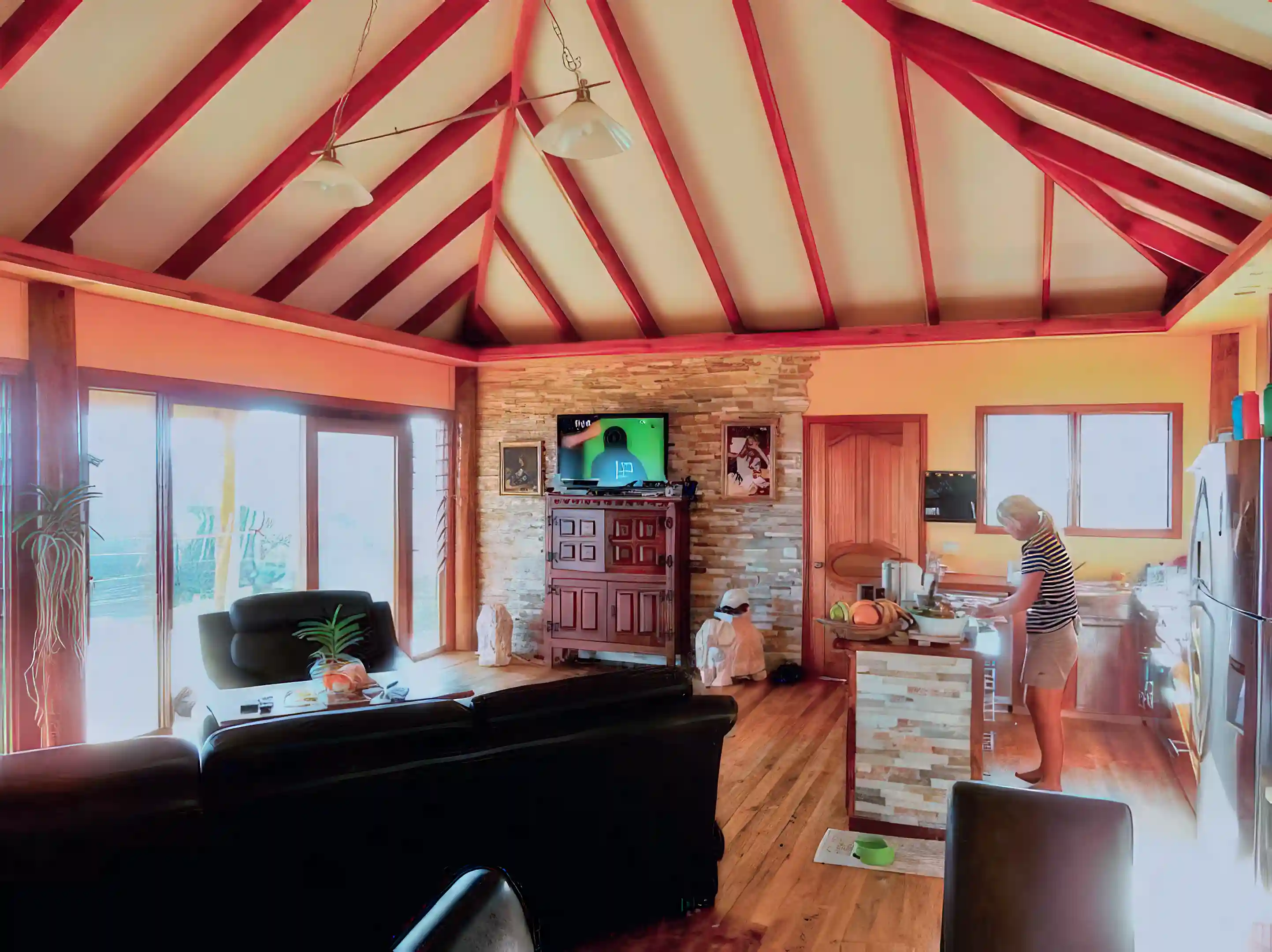 Living room, open dining and kitchen
