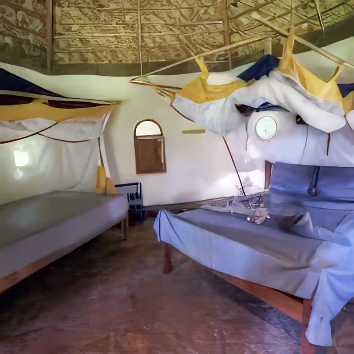 Bedroom in one of the cabins