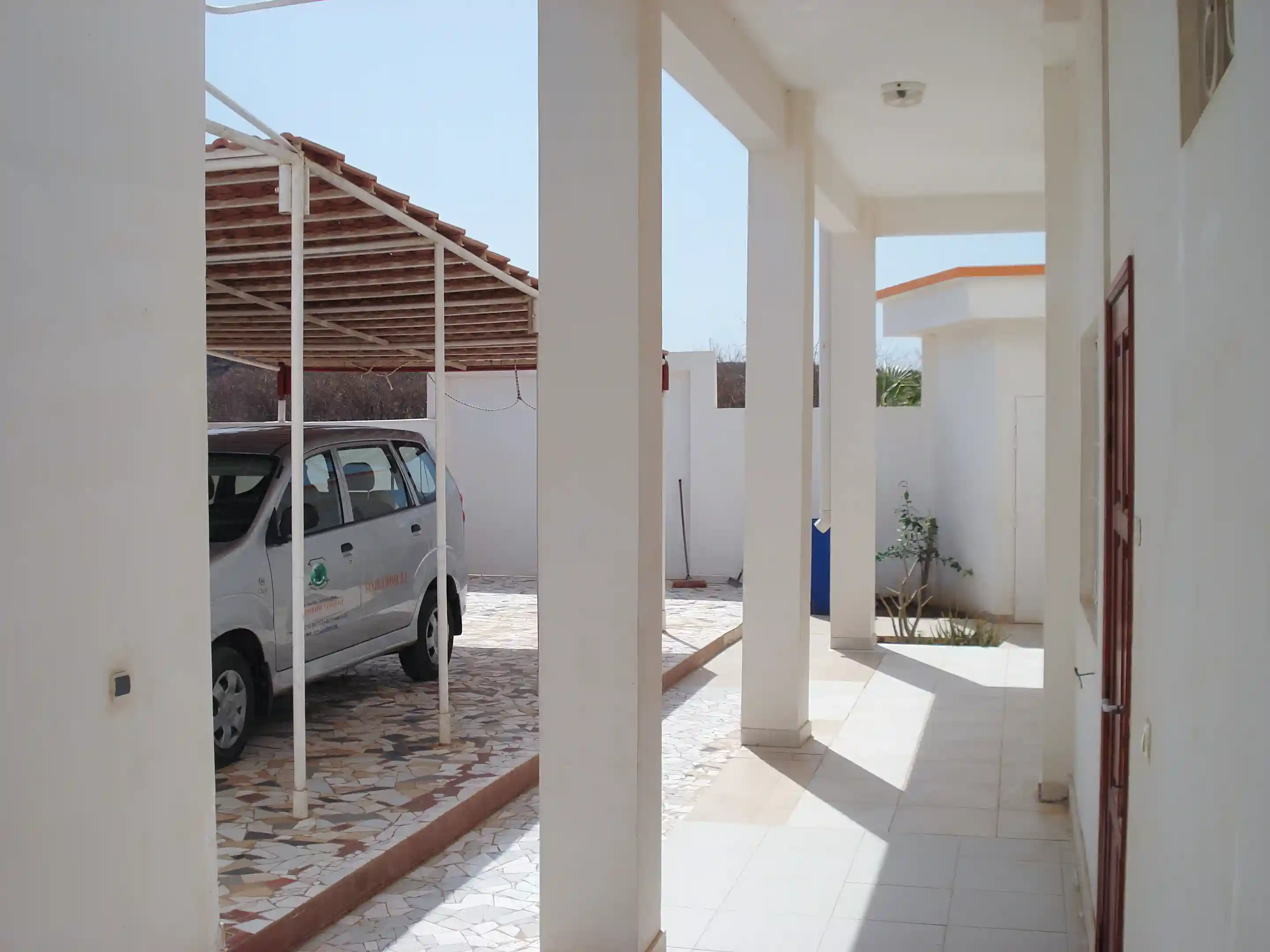 Carport with space for two vehicles.