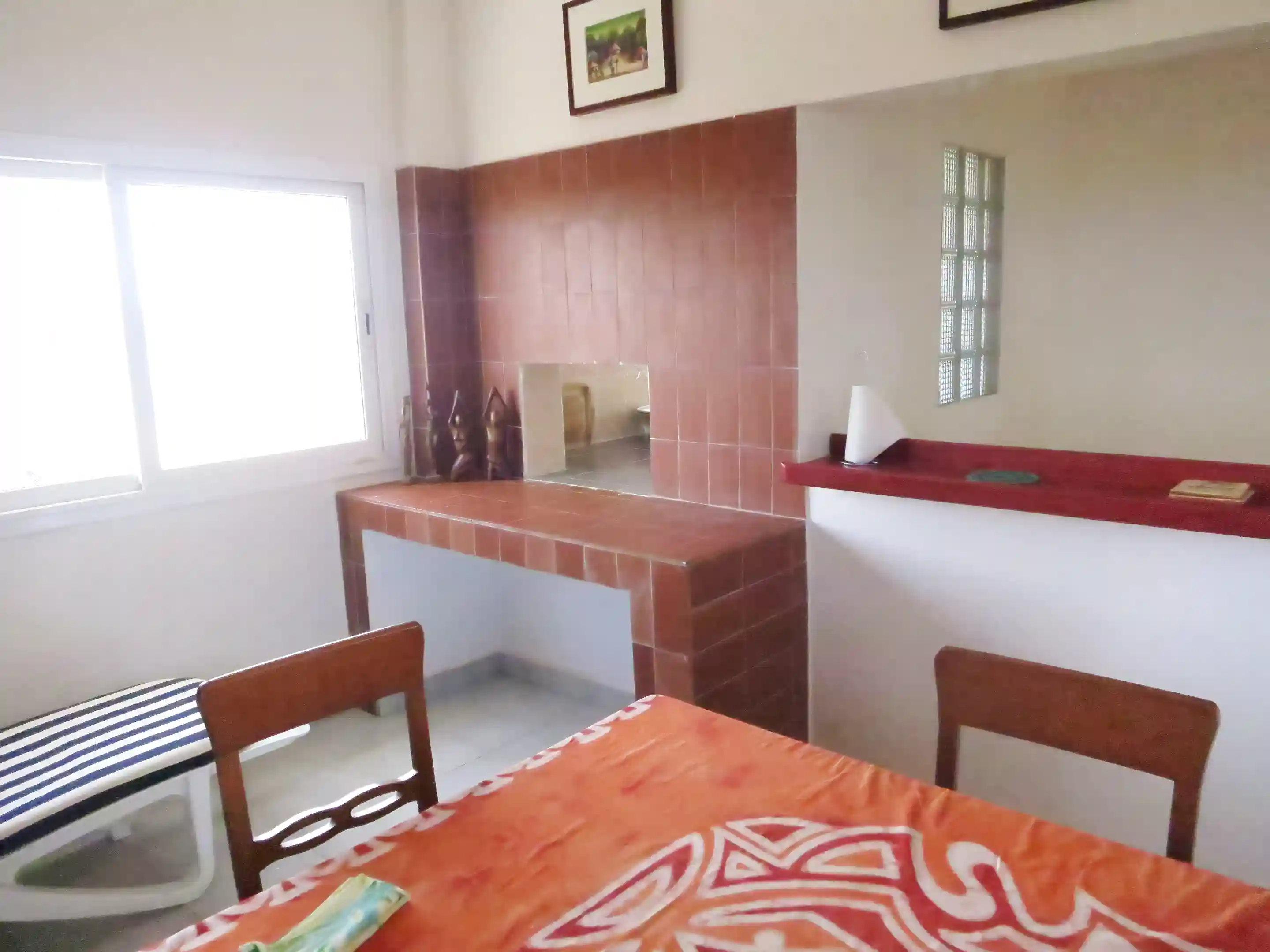 Corner of dining room on third floor with 'hole' in...