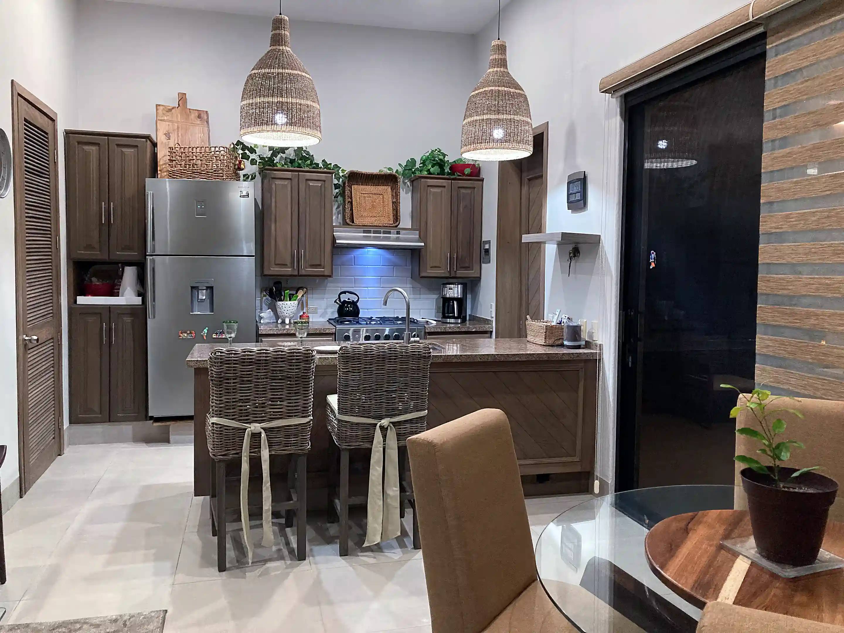 FAB KITCHEN WITH HANGING BASKET LIGHTS JUST INSTALLED