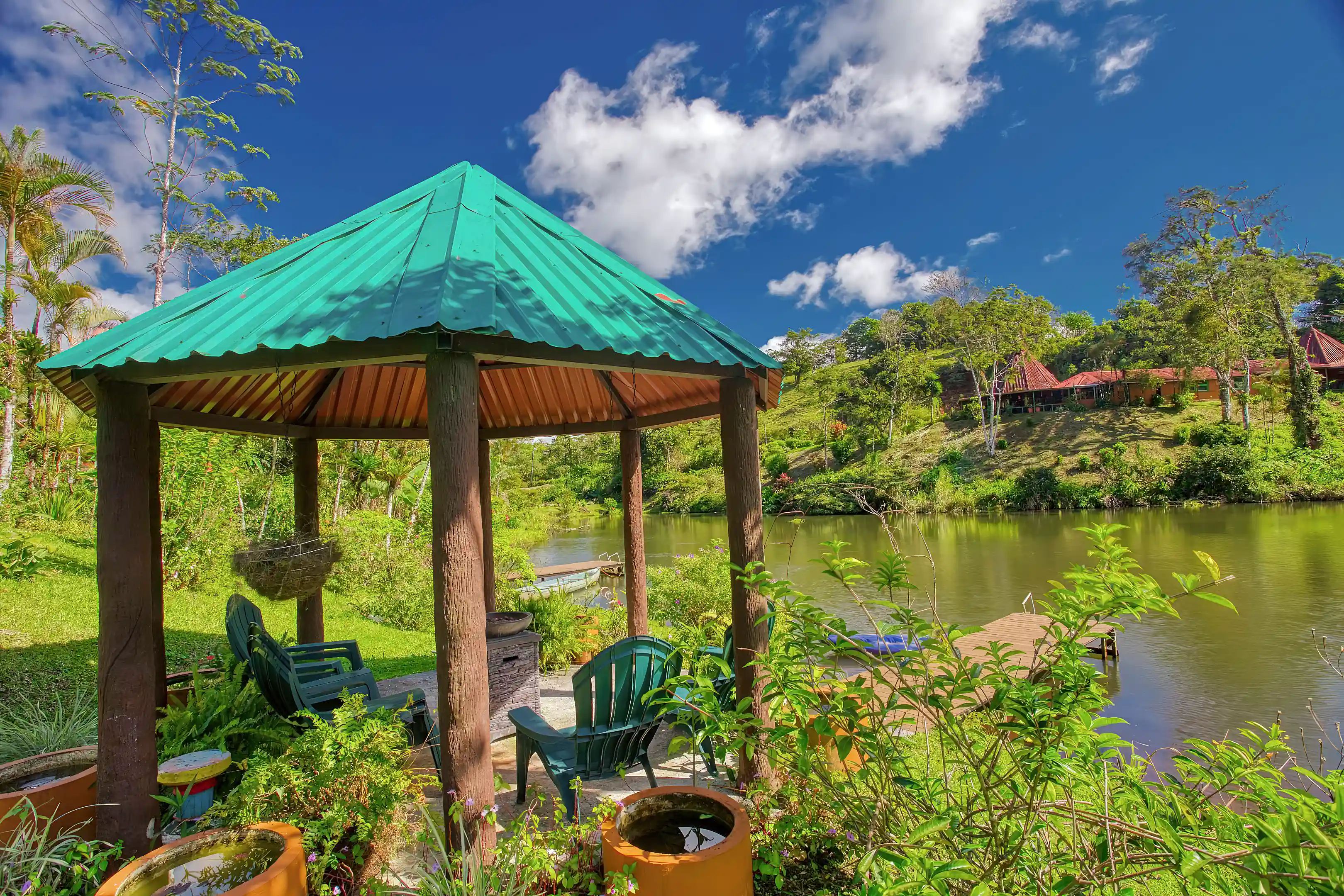 Gazebo at the Lake Looking at Restaurant