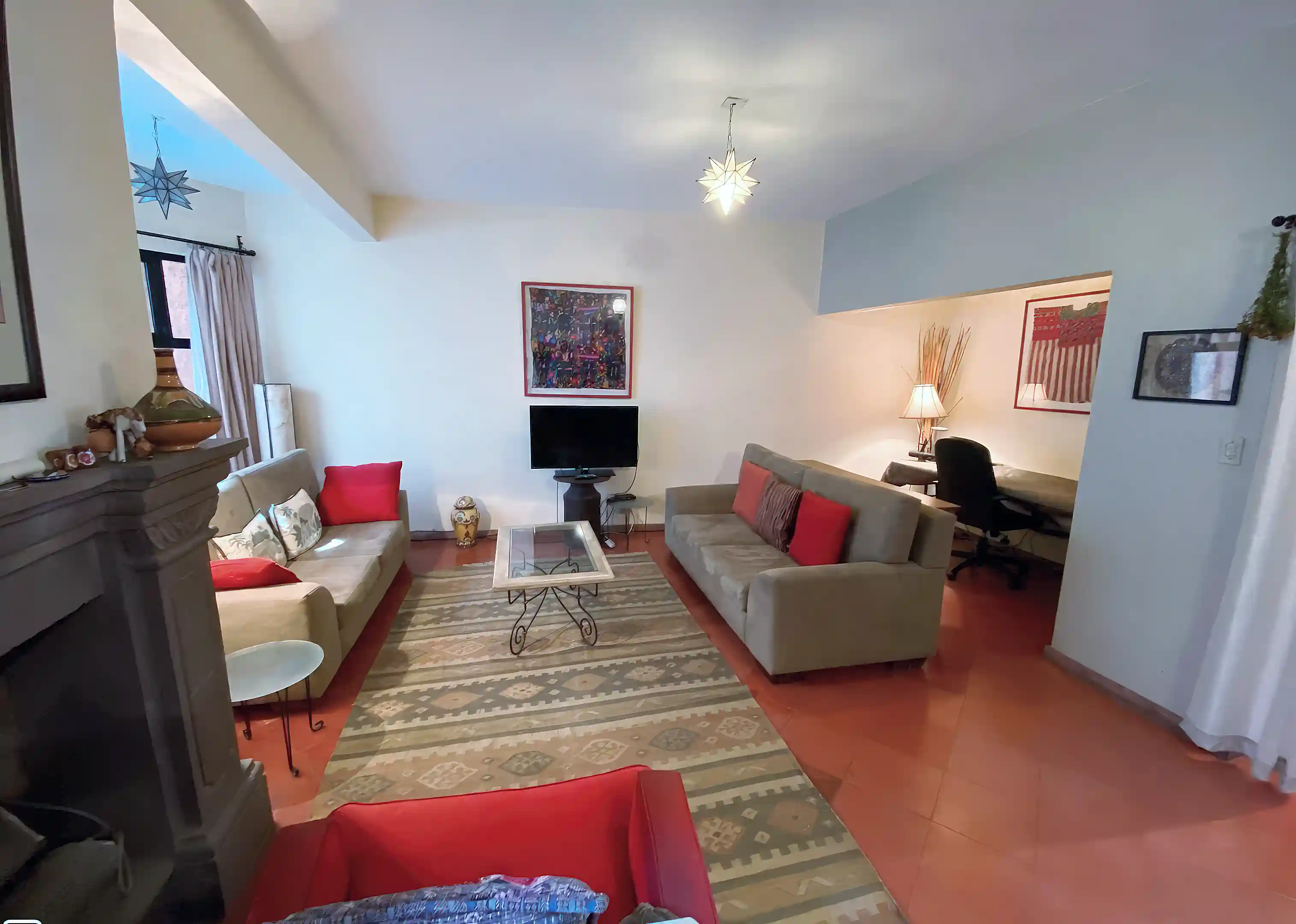 Large Living Room with Office Area
