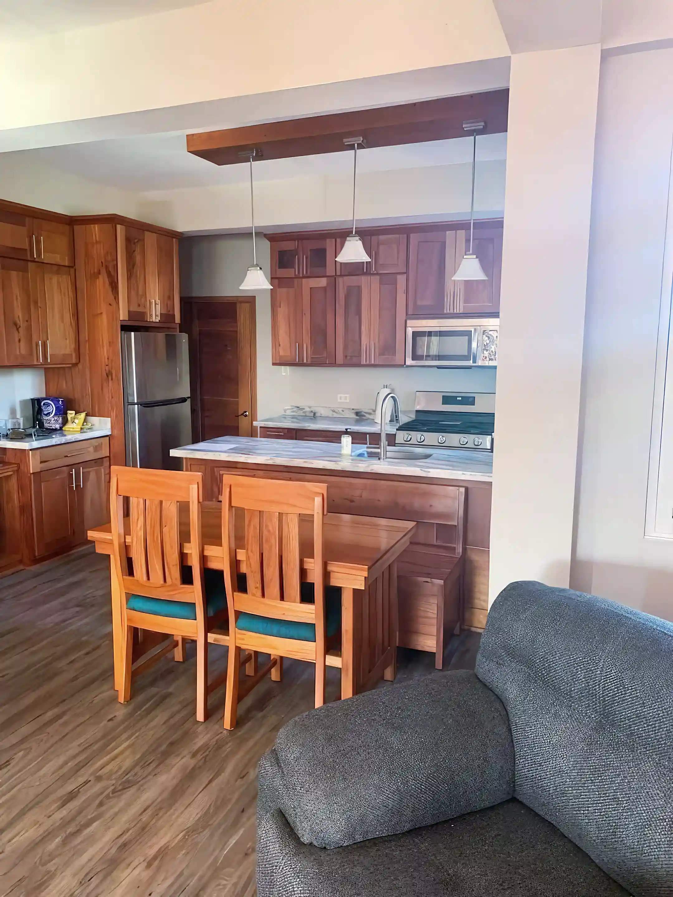 Kitchen and dining area in the apartment