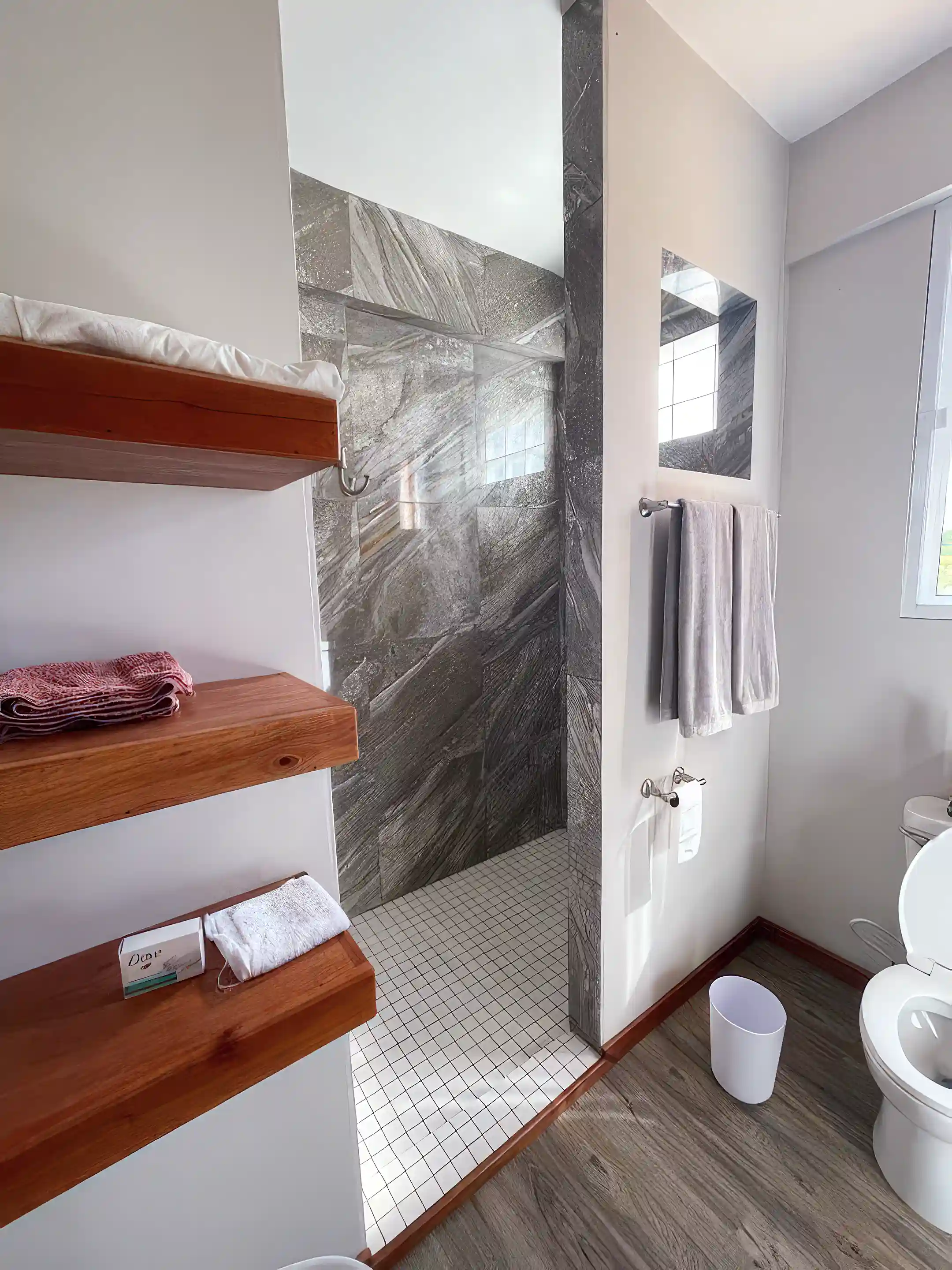 Tile shower in apartment