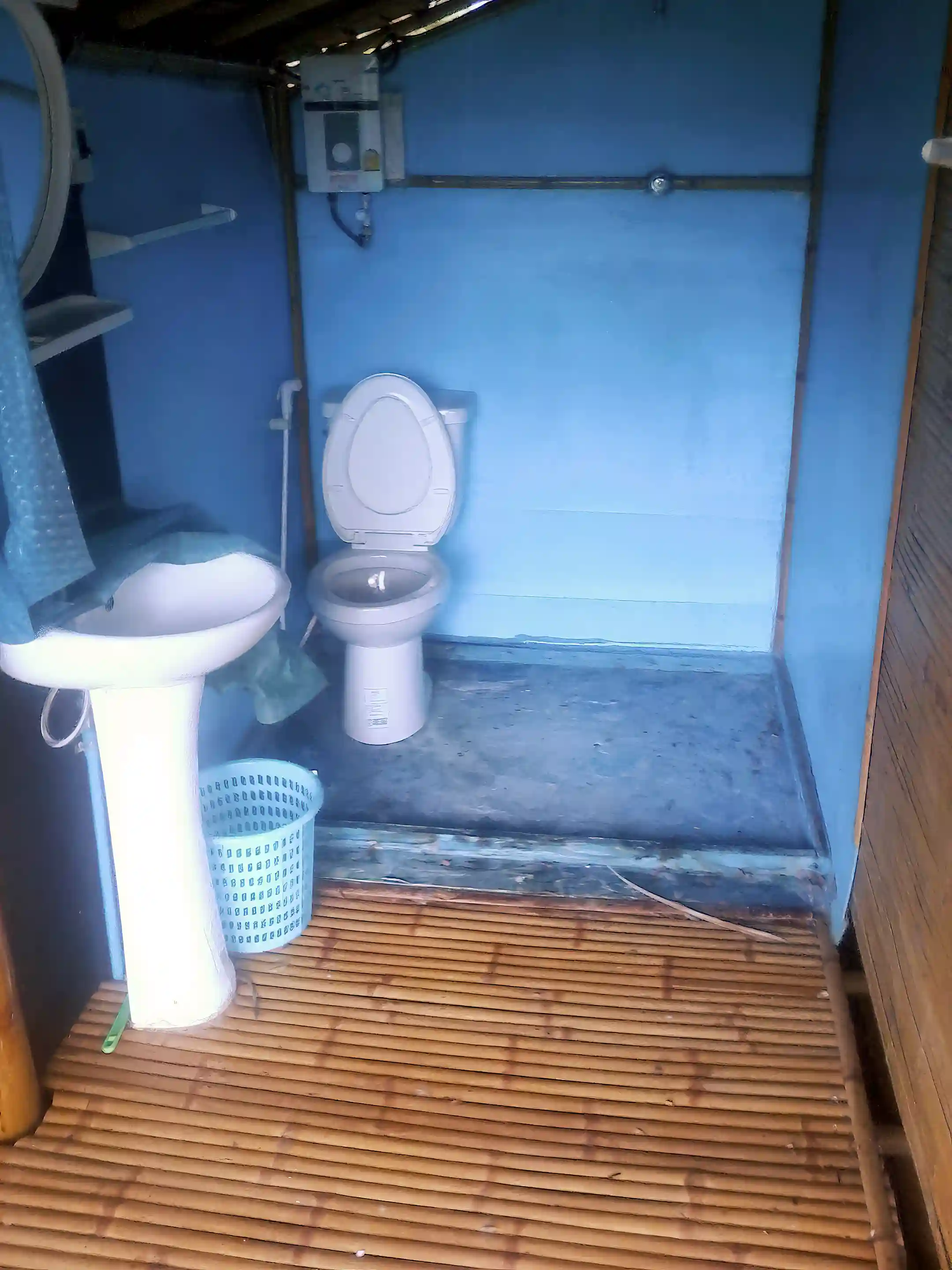 Bamboo houses bathrooms
