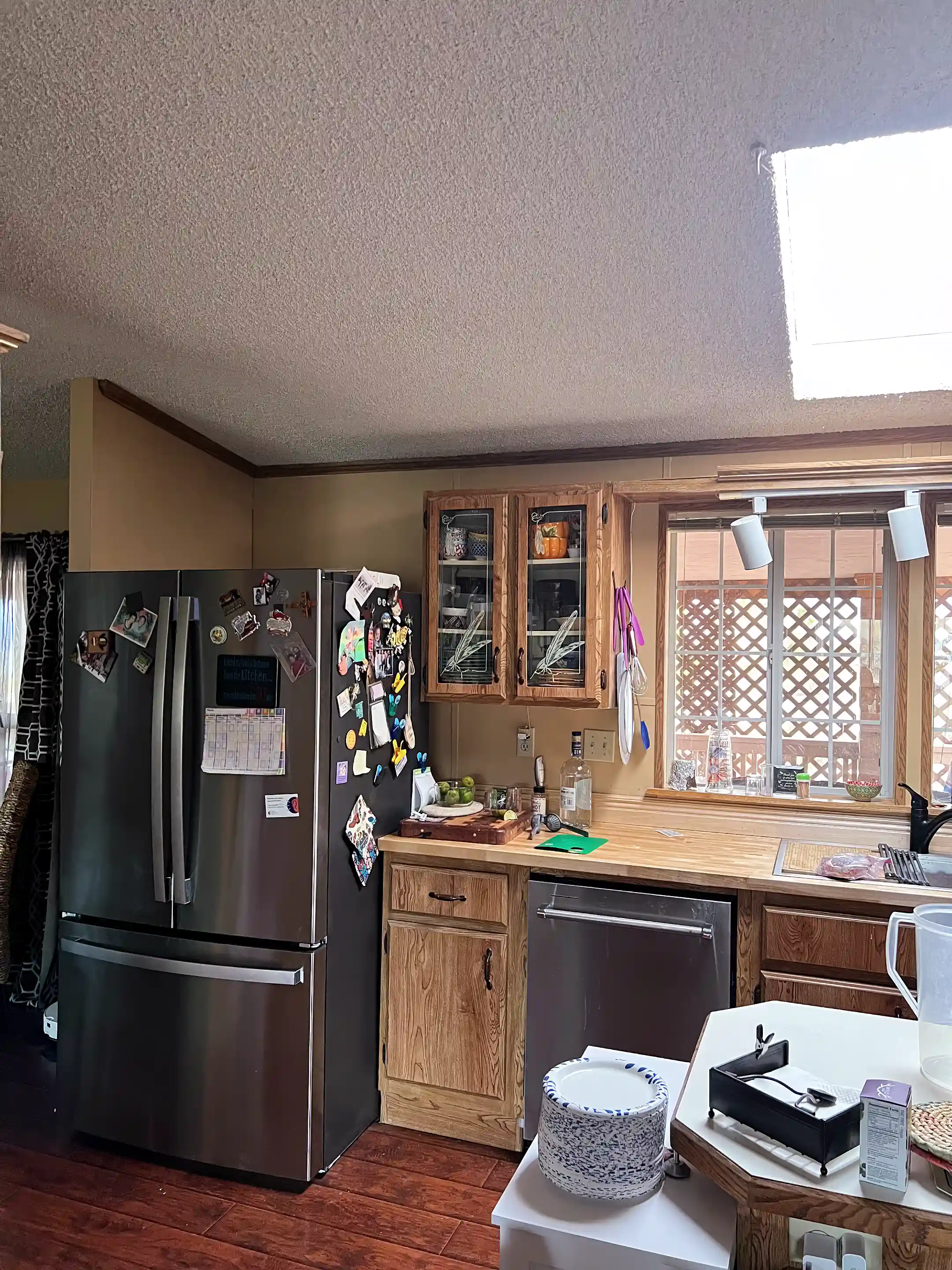 Kitchenade Dishwasher & GE Refer with view to Front Porch