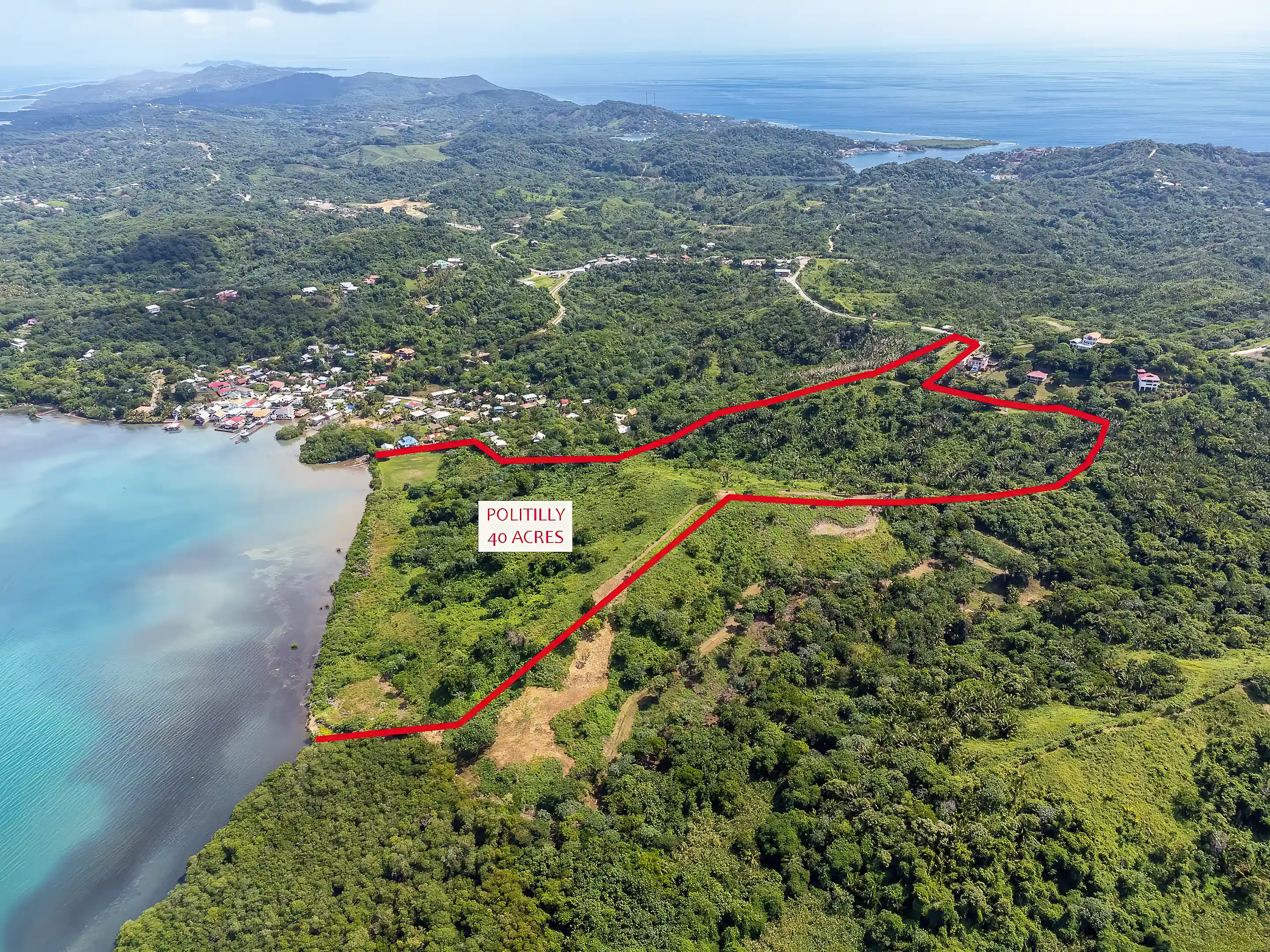 Oceanfront Land for Sale in Politilly Bight, Roatan, Bay Islands, Honduras