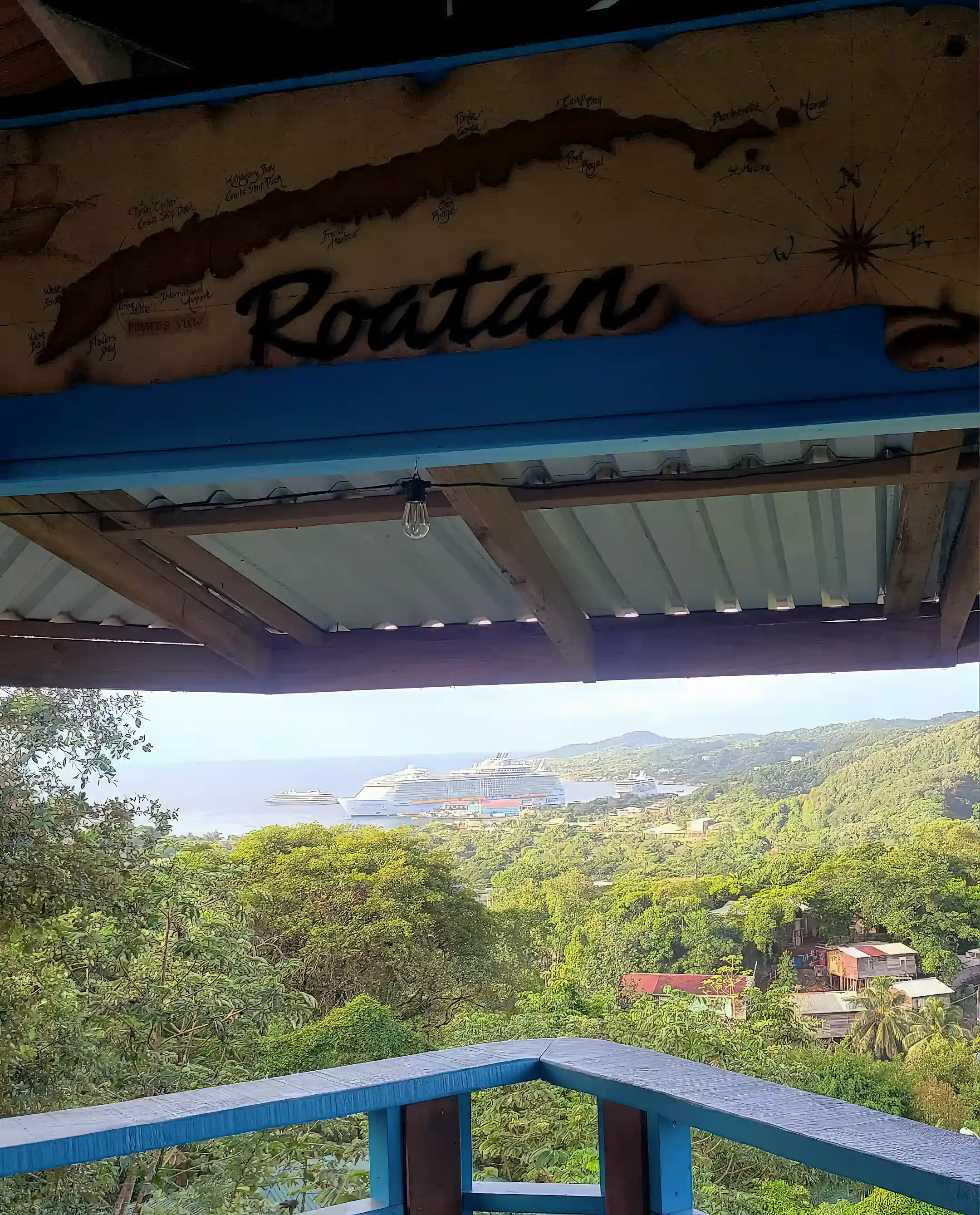 View of the Port of Roatan from the restaurant