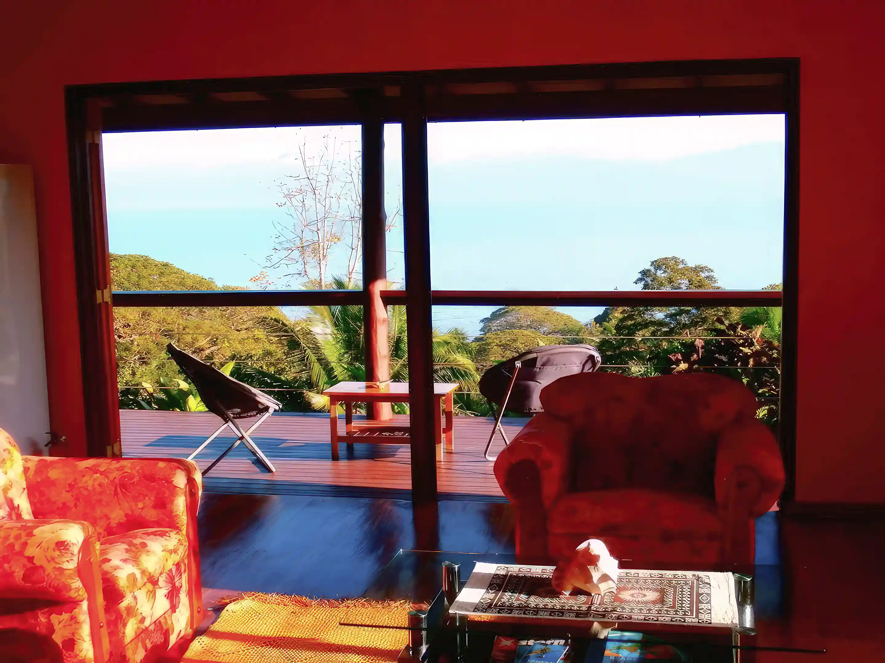 view from inside the guesthouse