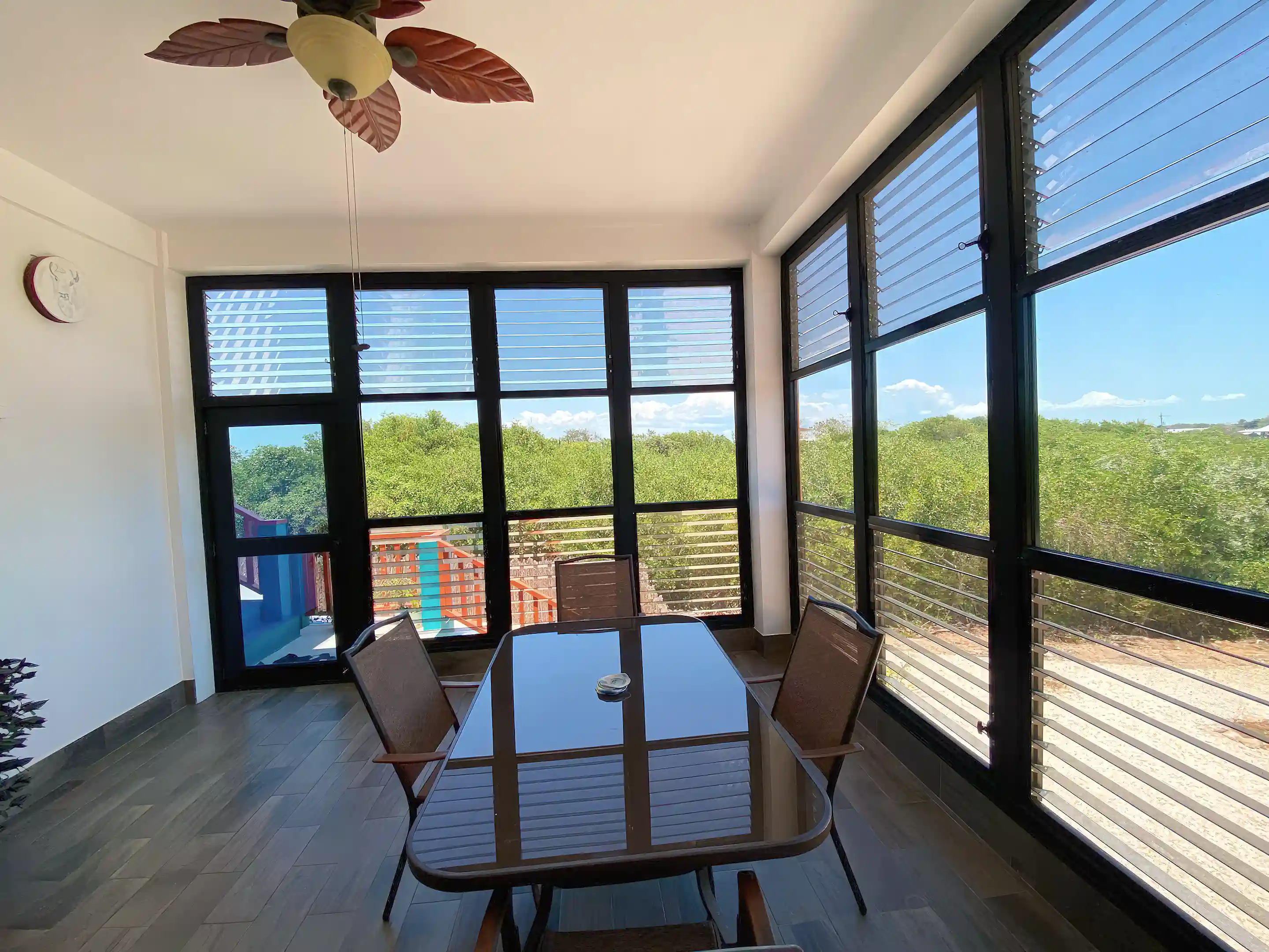Screen room with access of stair direct to the pool...
