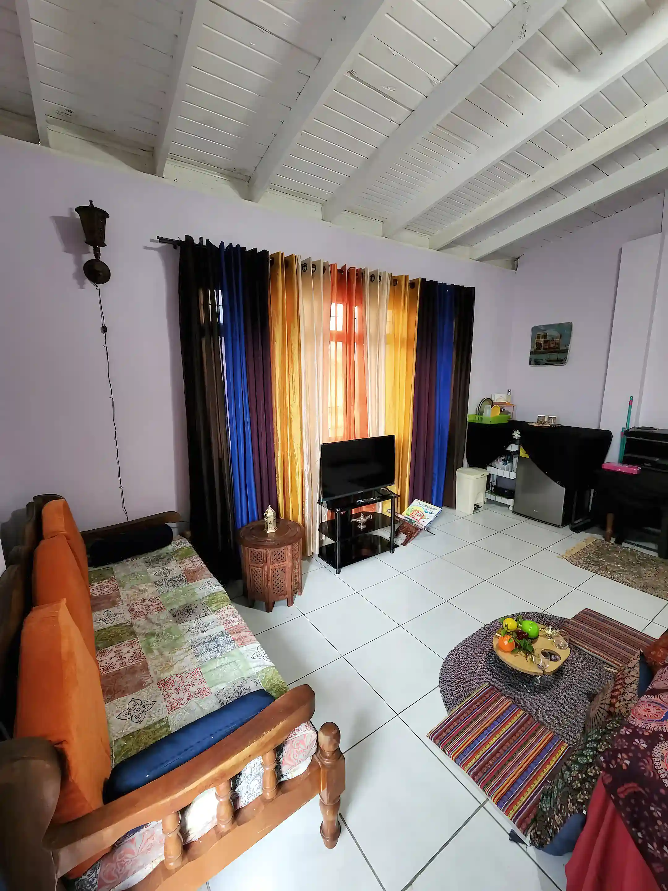 Middle Eastern sitting area and kitchenette