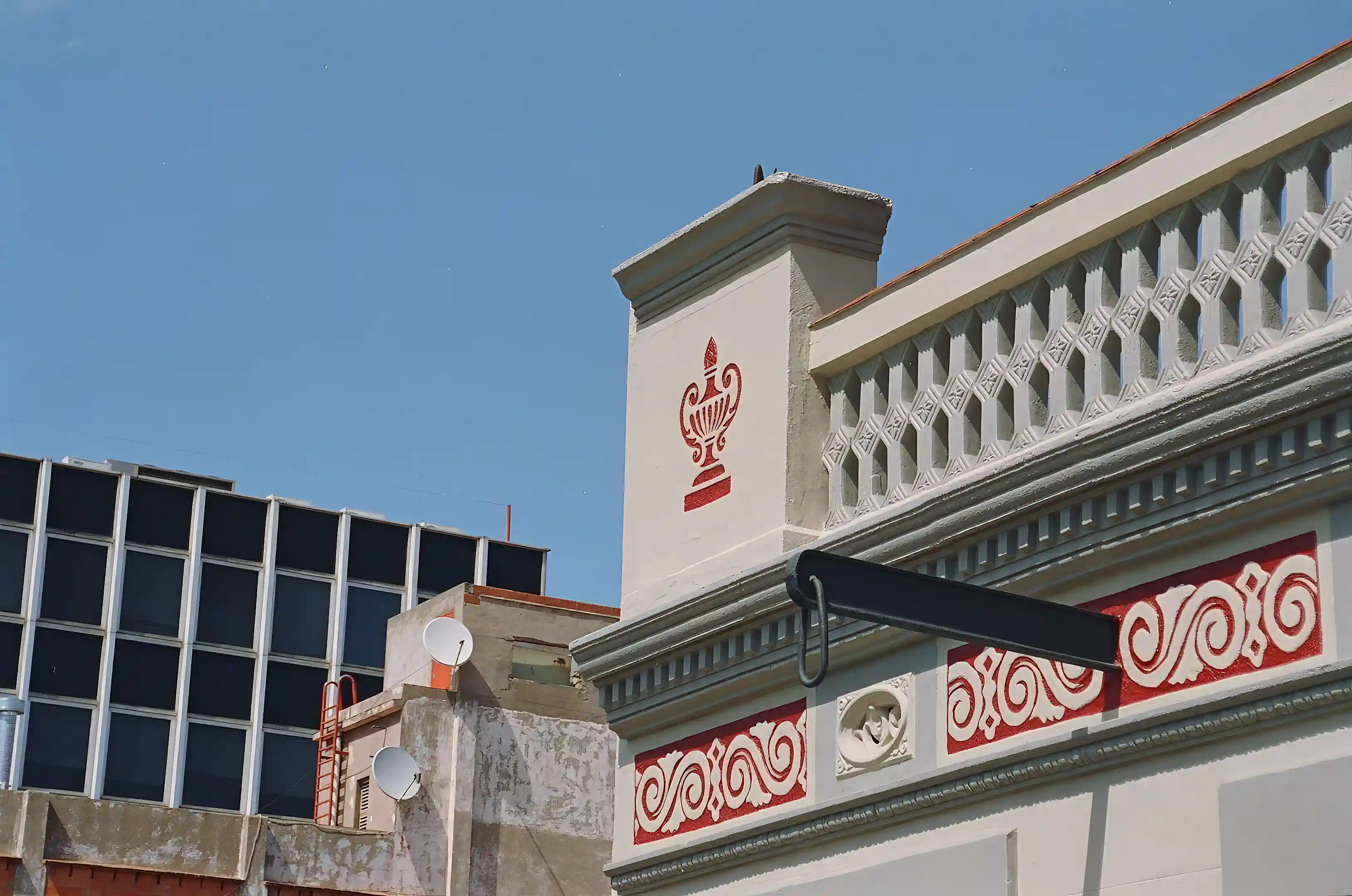 Sgraffito detail on the main facade
