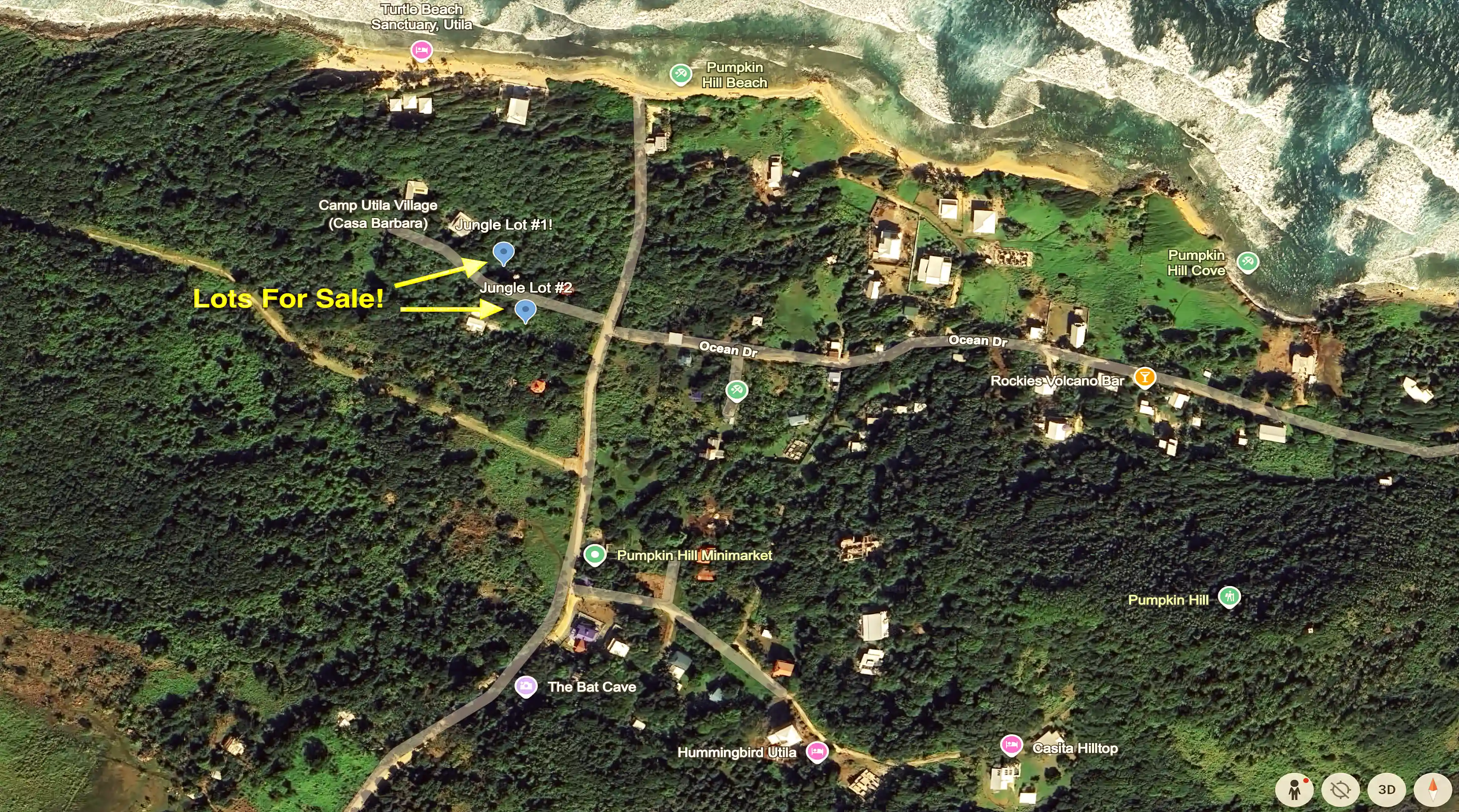 Prime Building Lots for Sale in Ocean Drive, Pumpkin Hill, Utila, Bay Islands, Honduras