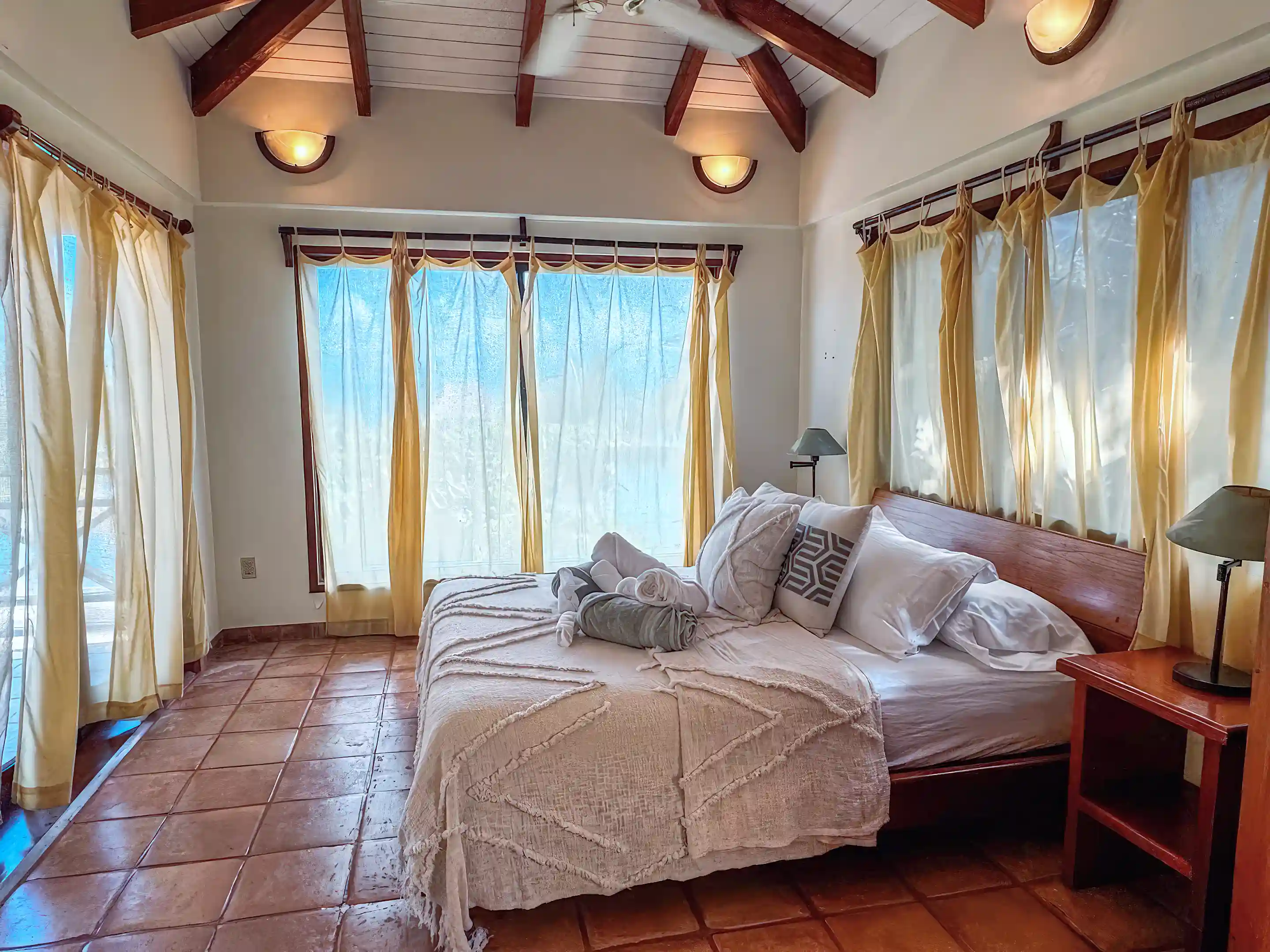 Bedrooms have views of the sea