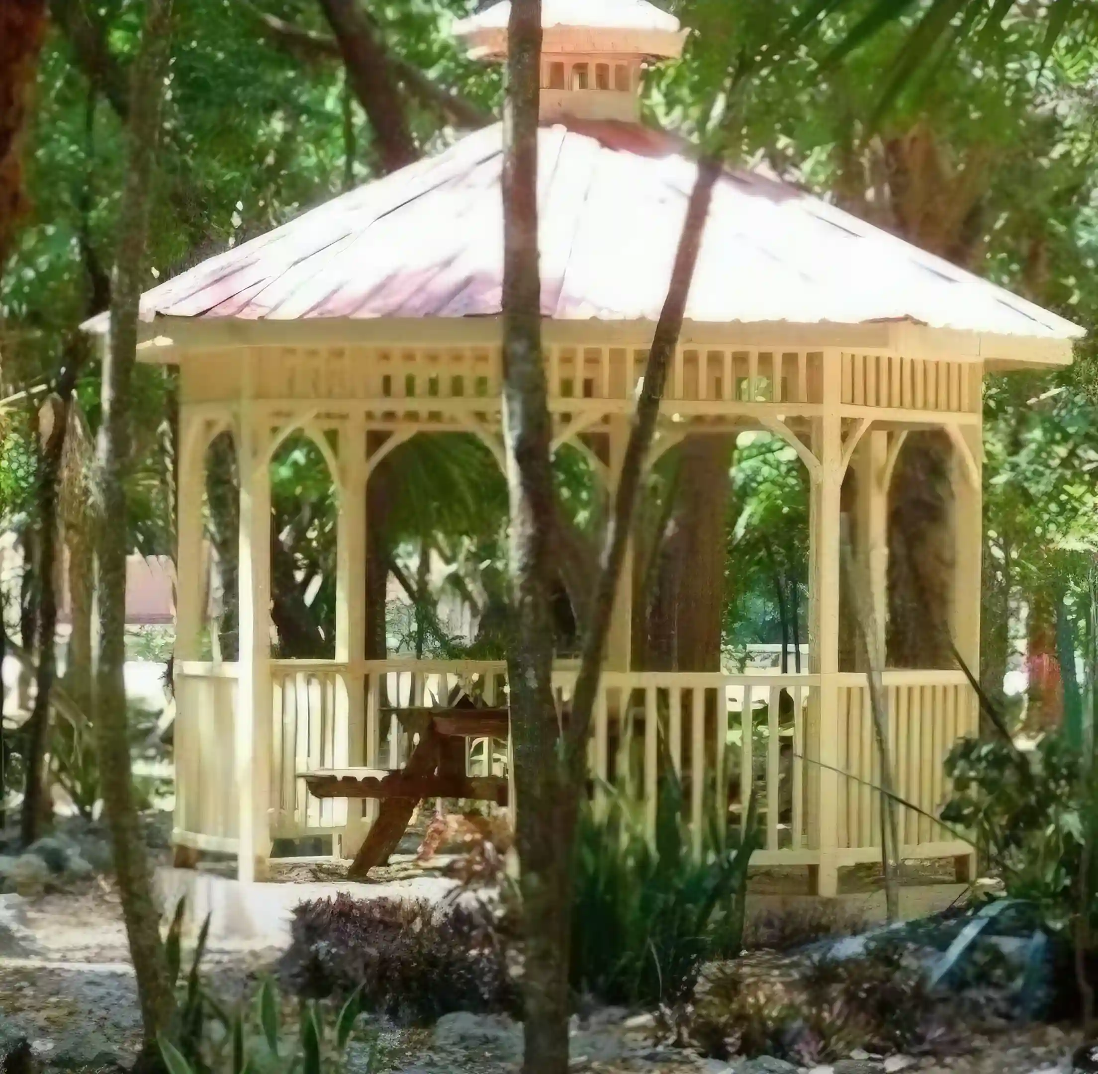 Gazebo located in park across the street