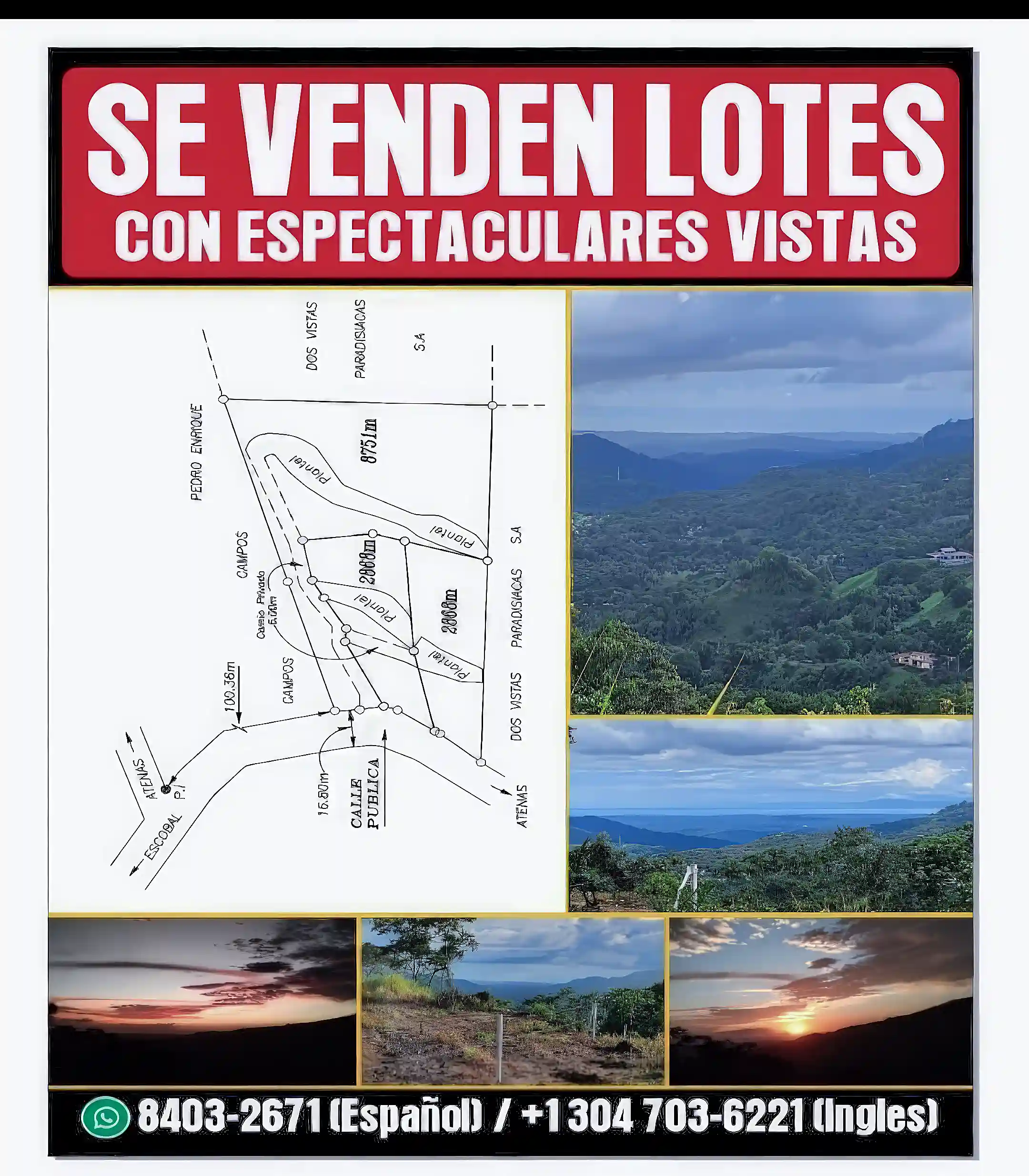 Sign in front of the property, advertising the lots.