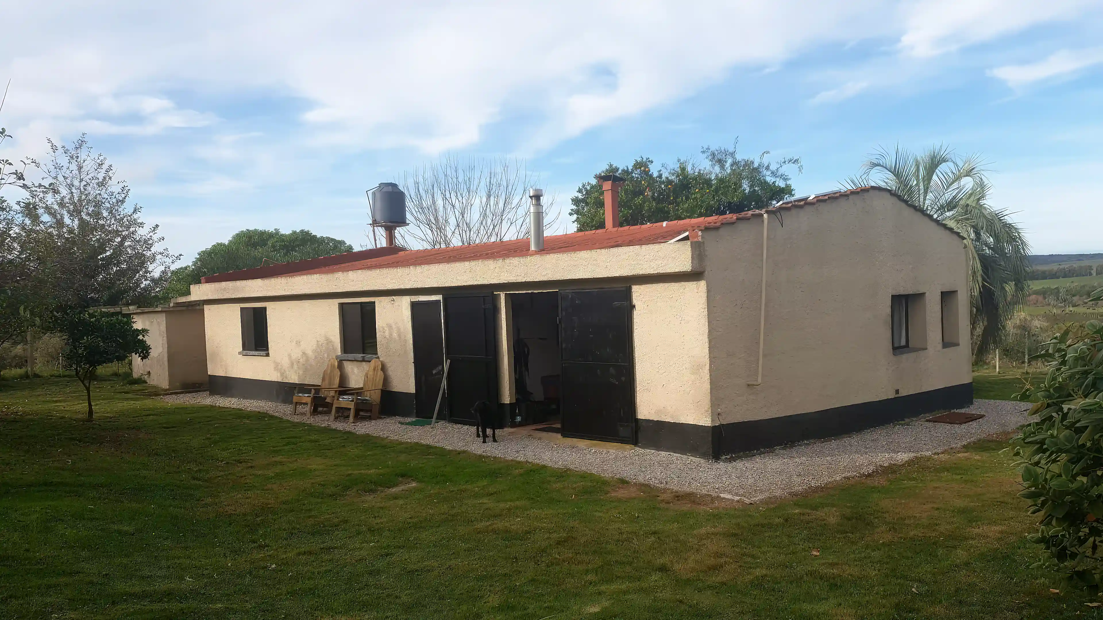 Frontside of the house with garage