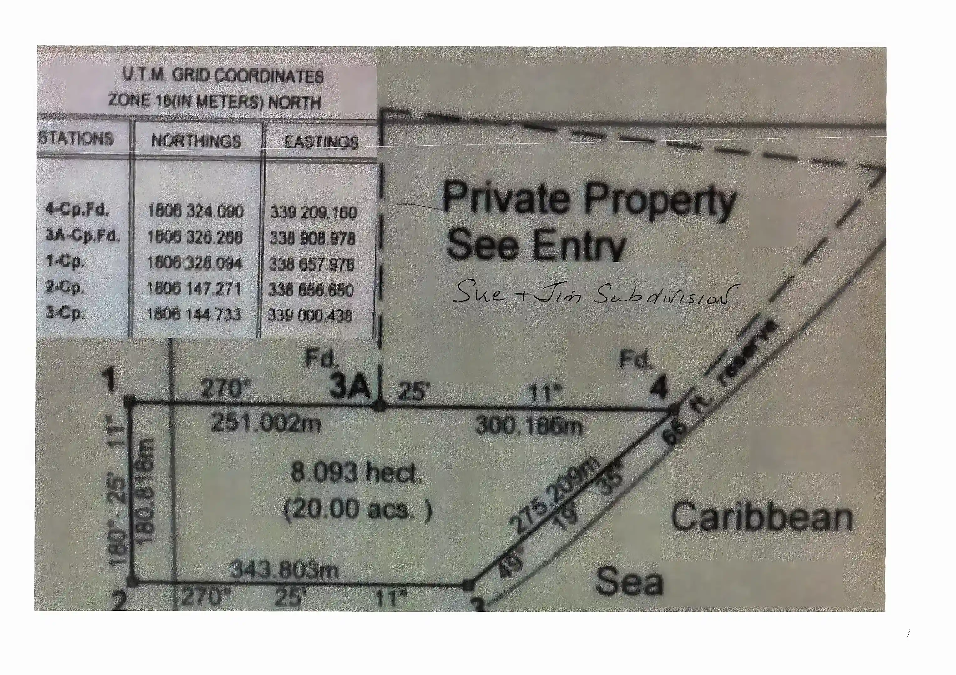 Registered Survey plan 20 acres with post information