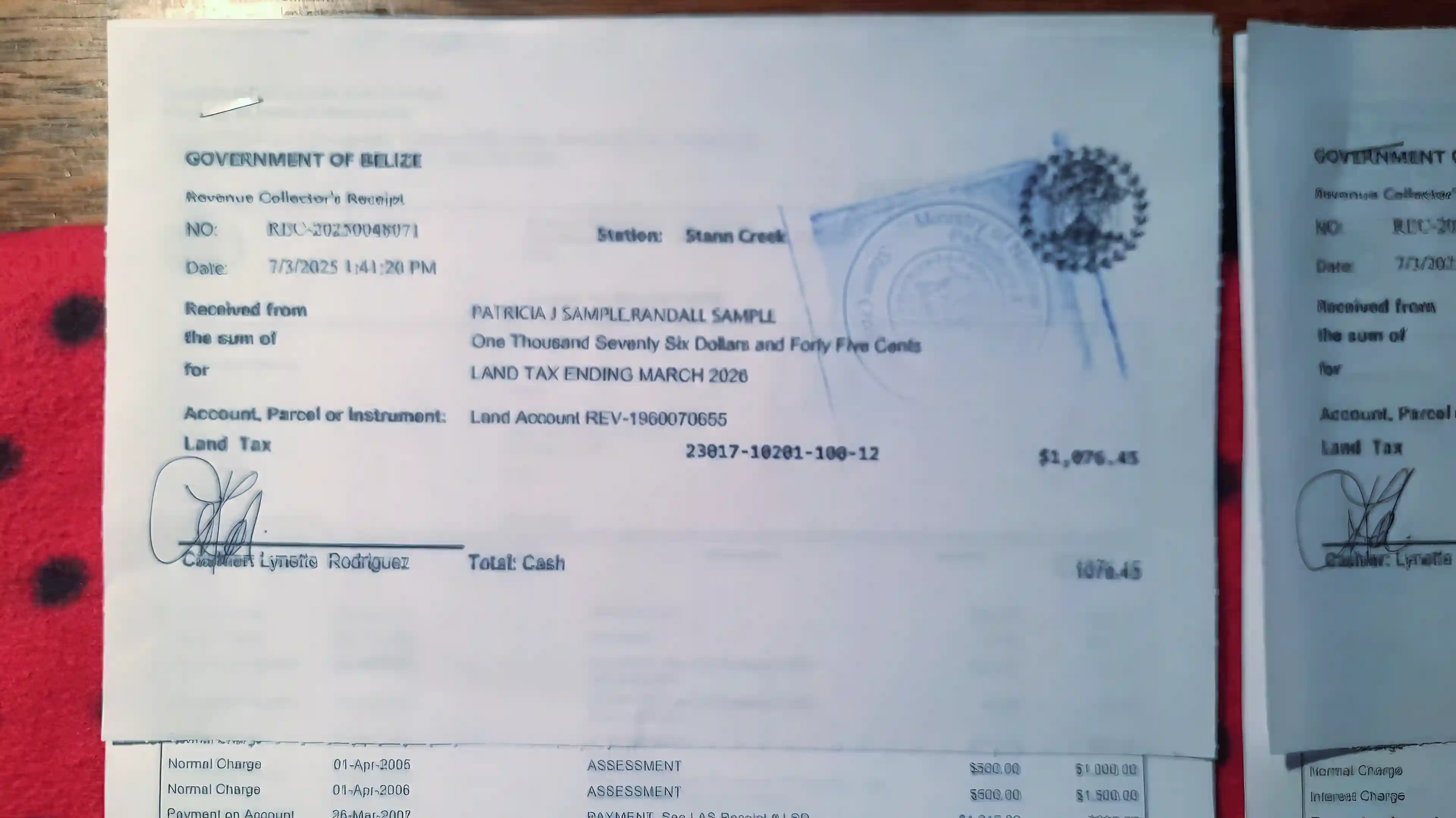 Current Property Tax for 20 acres  The amount shown...