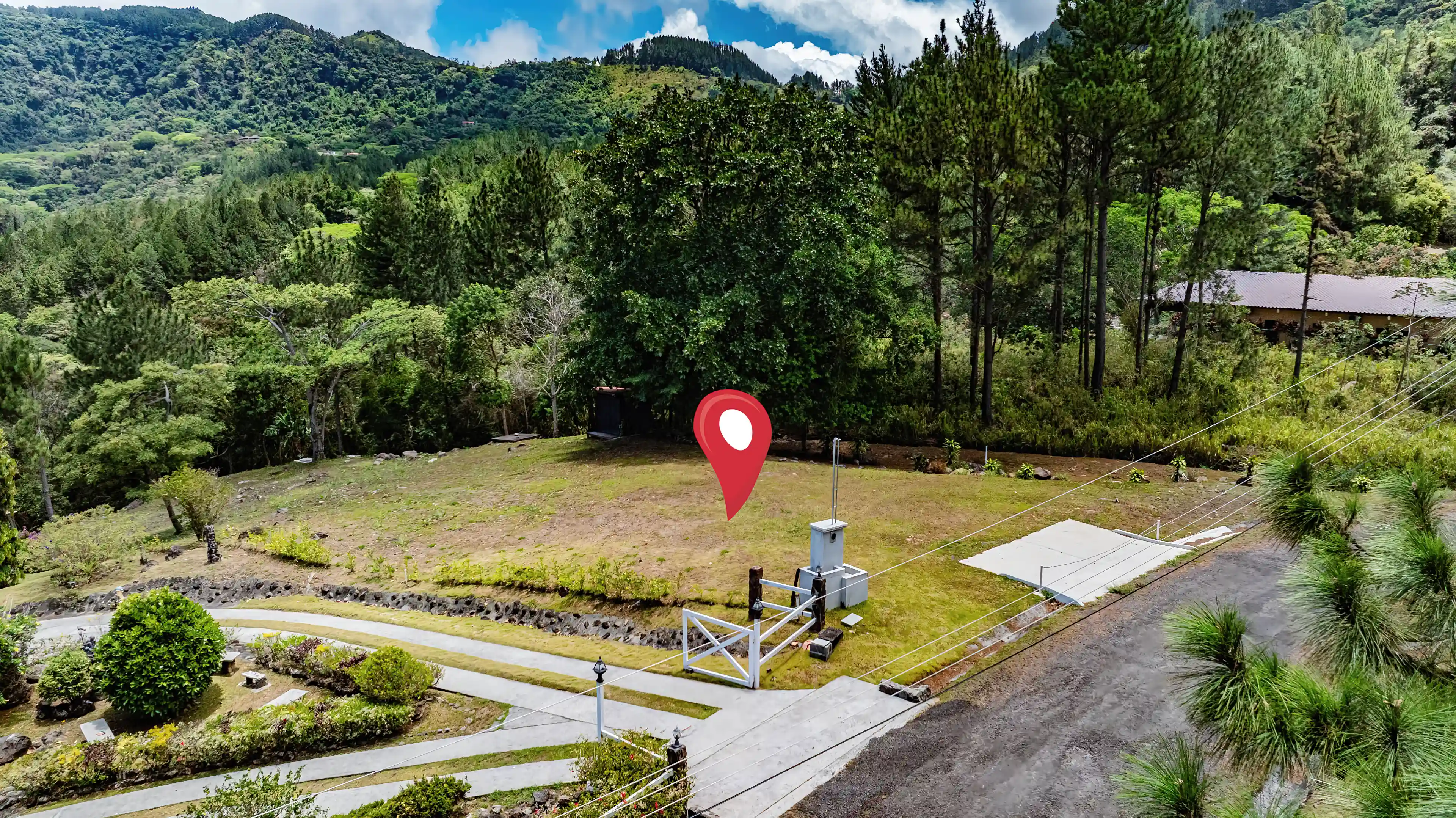 Aerial view showing the exact location of the lot within...