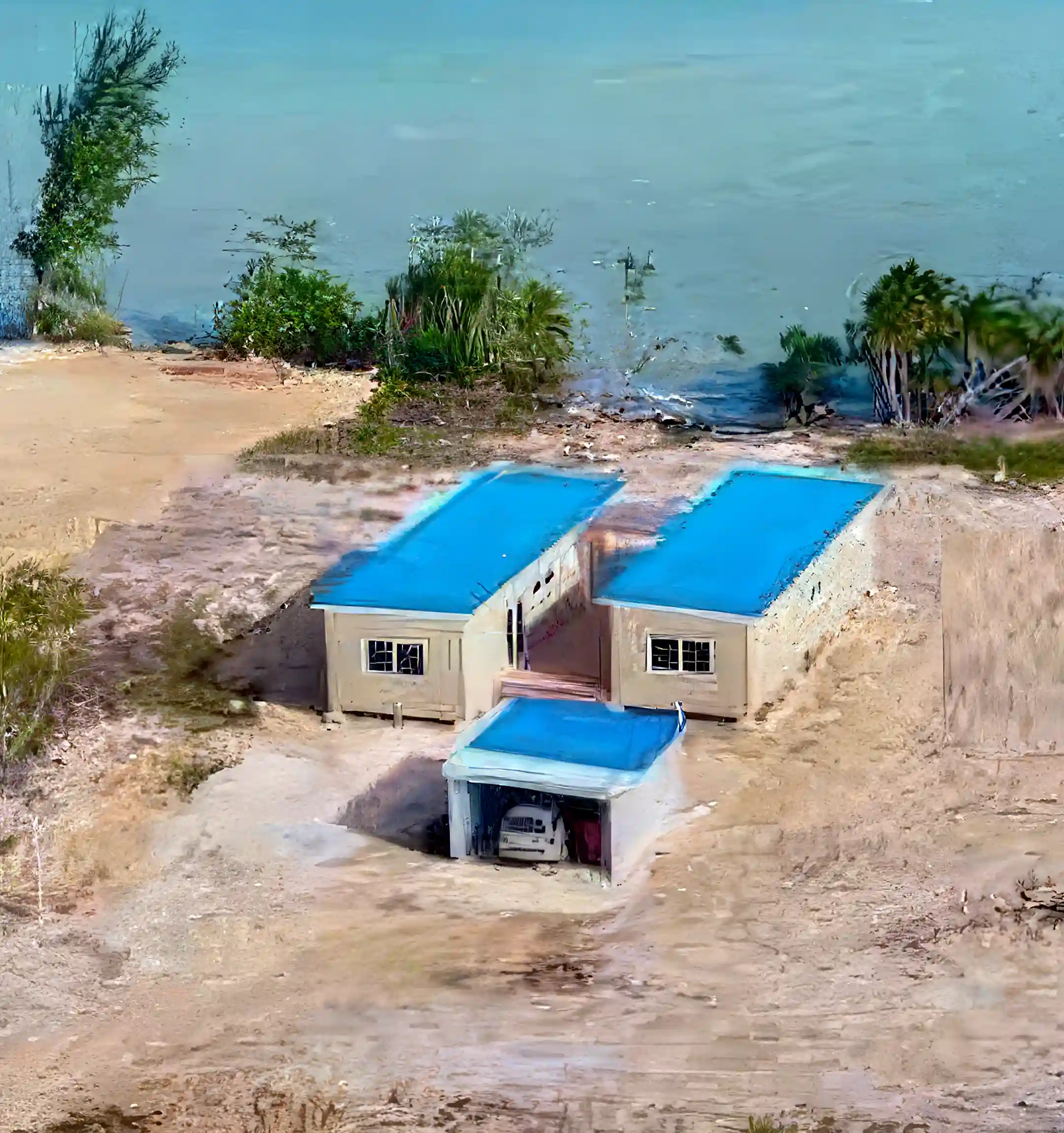 Closer view of the house and garage, showing proximity to...