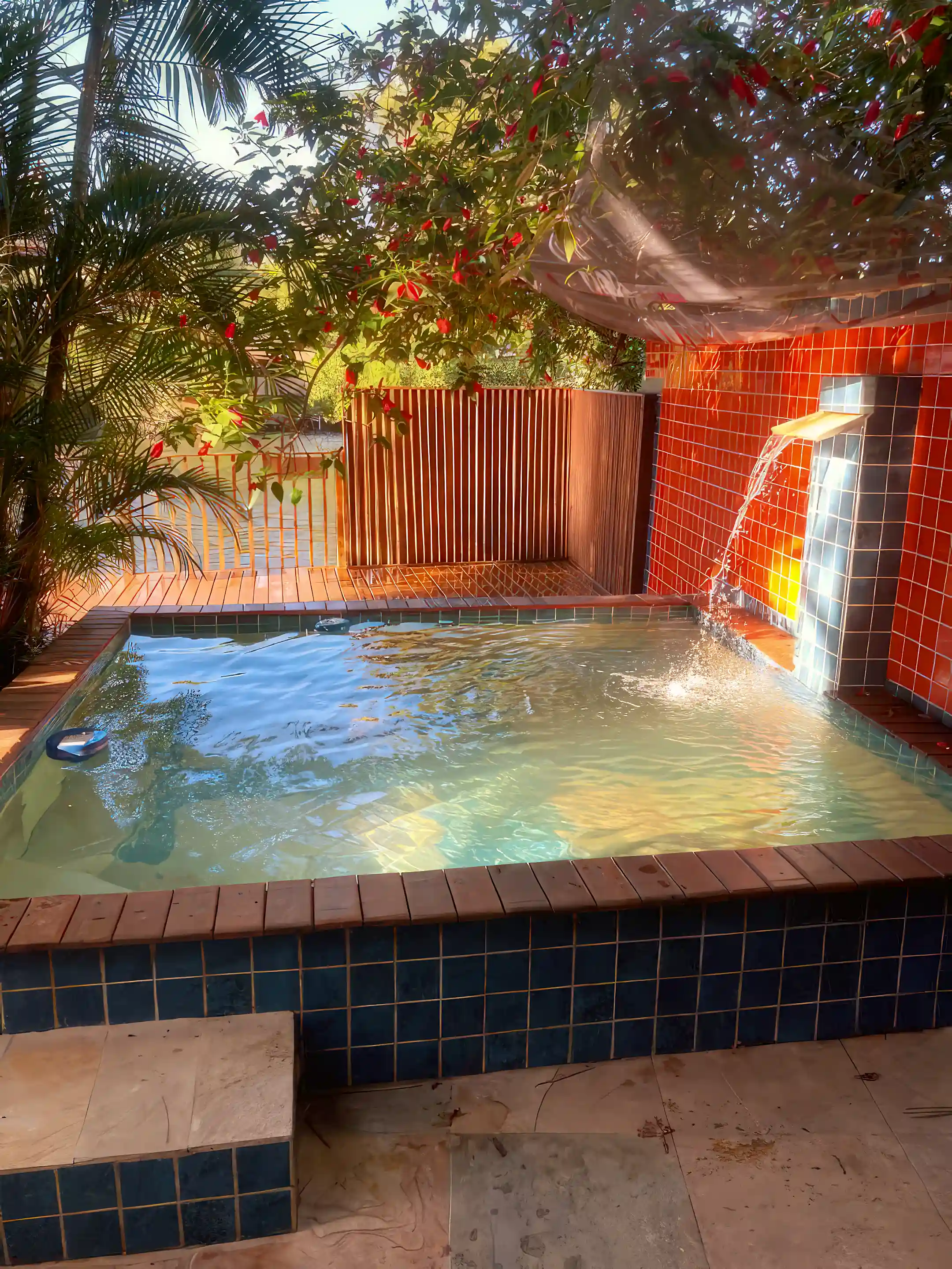 Pool with waterfall