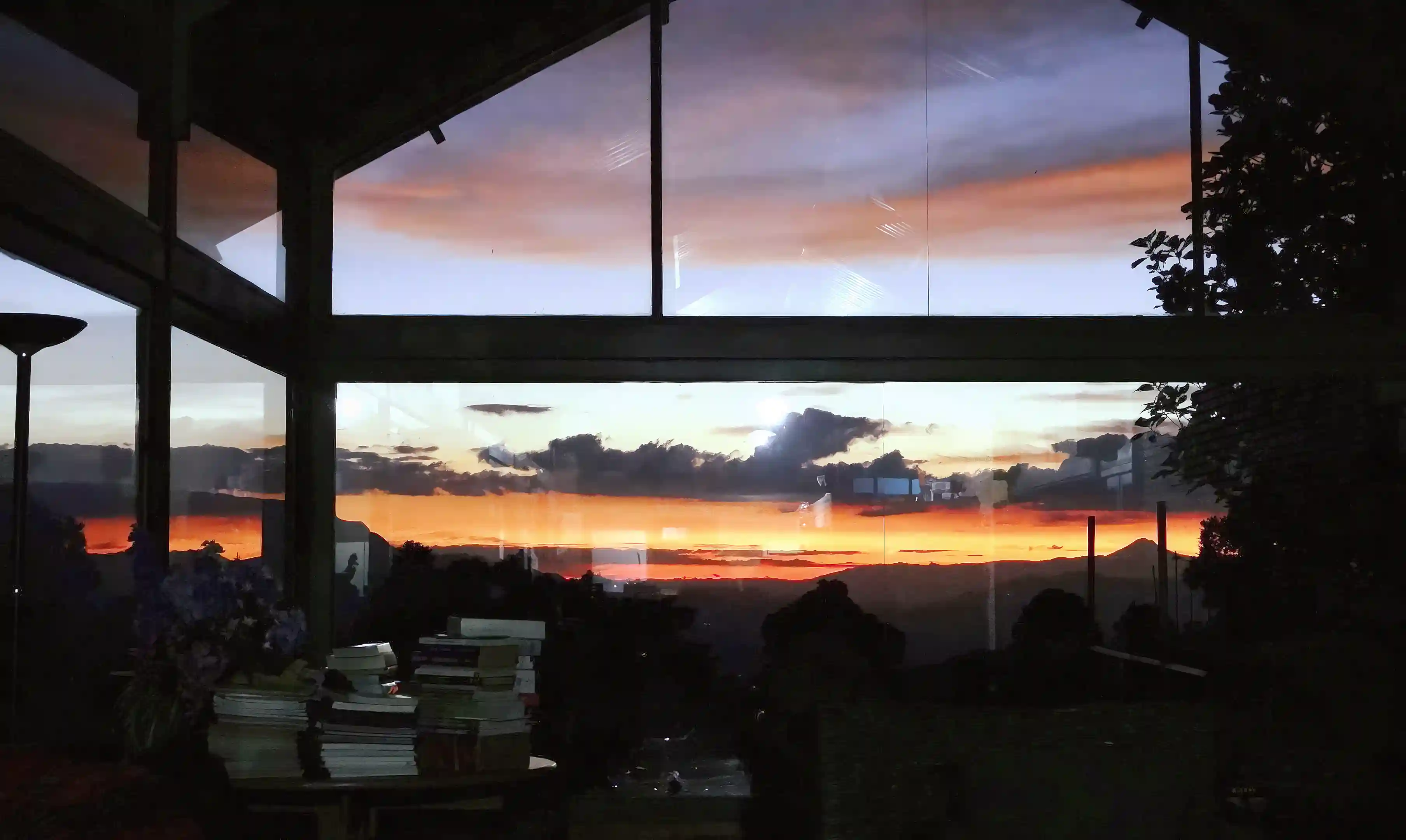 Sunset from the glass-enclosed dining terrace