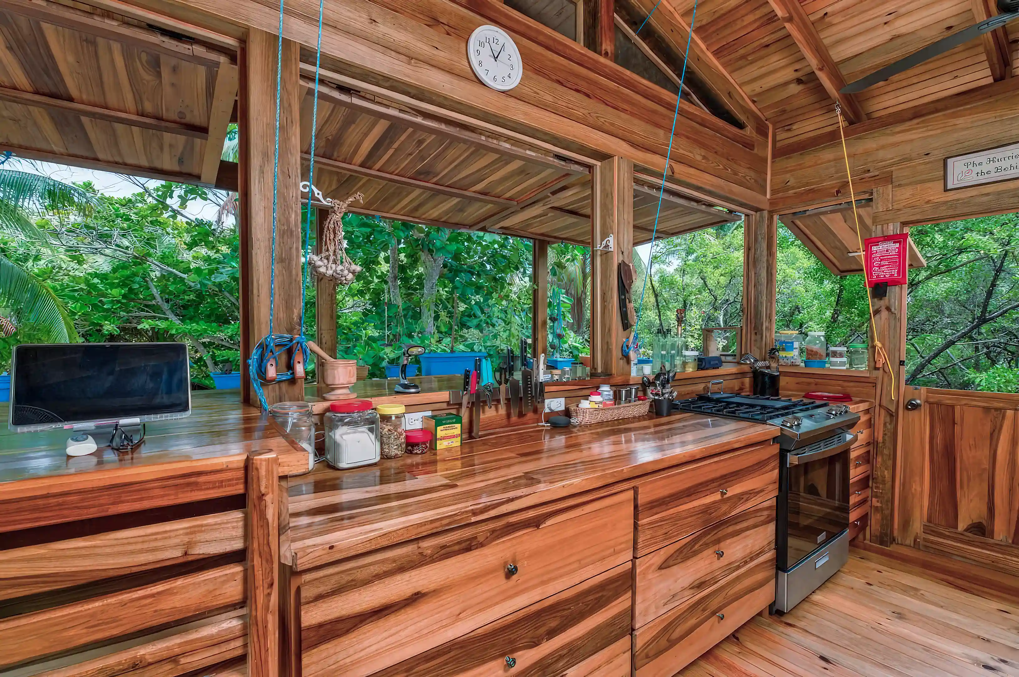 Kitchen, all drawers, no cabinets. Laurelwood with Open windows.