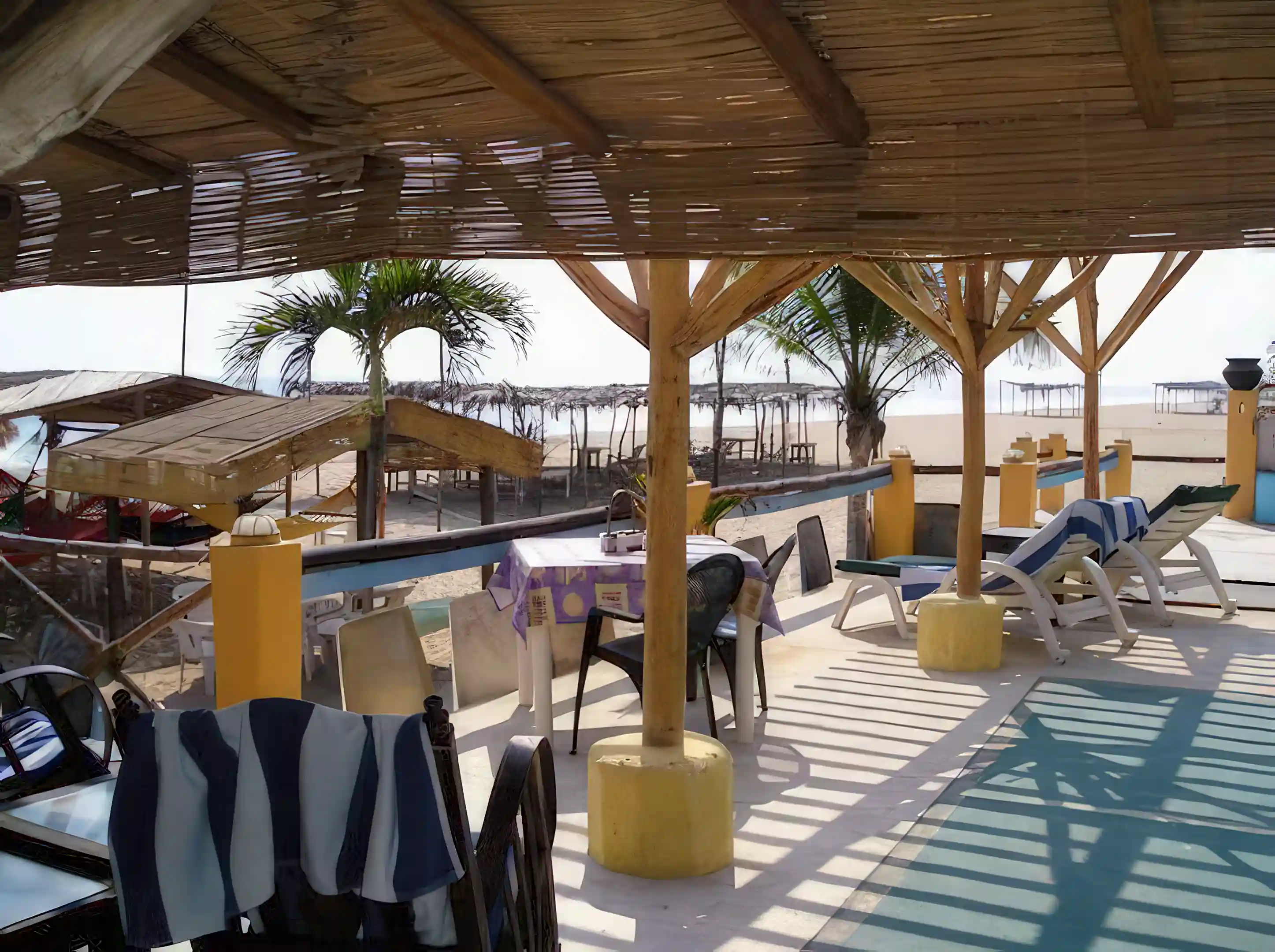 poolside tables on deck